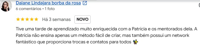 Avaliação 5 estrelas de Daiane Lindajara no Google